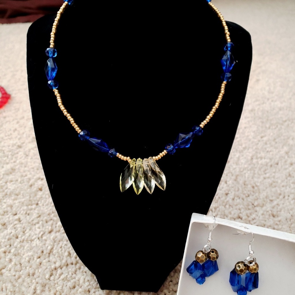 Acrylic Beaded Necklace and Earrings Set